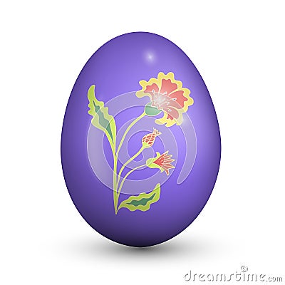 Easter card lilac egg with flower Vector Illustration